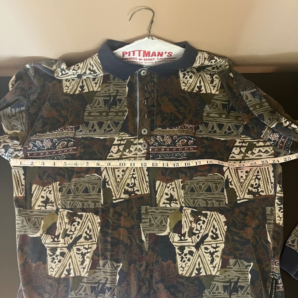 Vintage Structure Patchwork Aztec Mens Long Sleev… - image 3